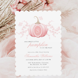 Rosa Little Pumpkin Baby Shower-inbjudan Inbjudningar