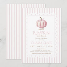 Rosa Little Pumpkin Baby Shower-inbjudan