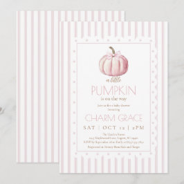 Rosa Little Pumpkin Baby Shower-inbjudan Tack Kort