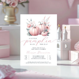 Rosa Little Pumpkin Baby Shower Inbjudningar