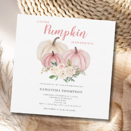 Rosa Little Pumpkin Baby Shower Inbjudningar