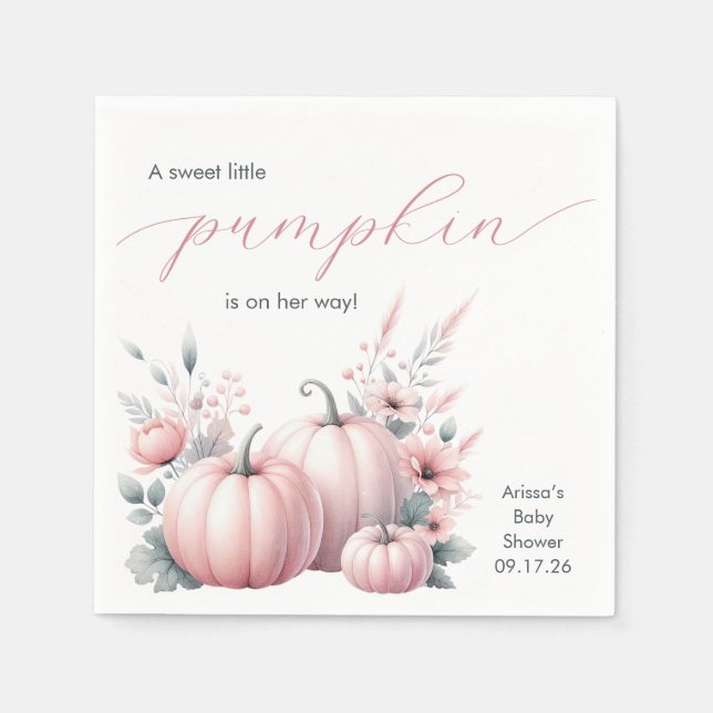 Rosa Little Pumpkin Baby Shower Pappersservett (Framsidan)