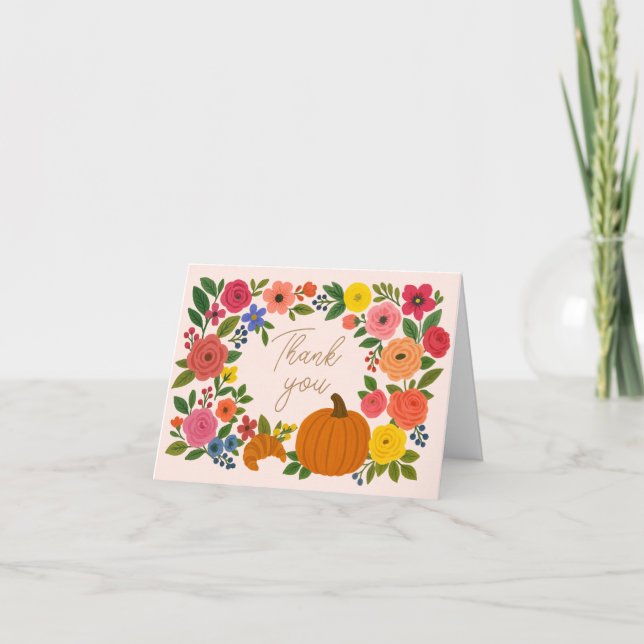 Rosa Little Pumpkin Baby Shower Tack Kort (Framsida)