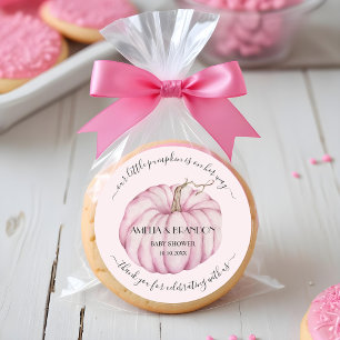 Rosa Little Pumpkin Baby Shower Tack Runt Klistermärke