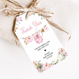 Rosa Little Pumpkin Fall Autumn Baby Favor Taggar Presentetikett