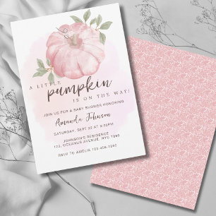 Rosa Little Pumpkin Fall Autumn Shower Inbjudningar