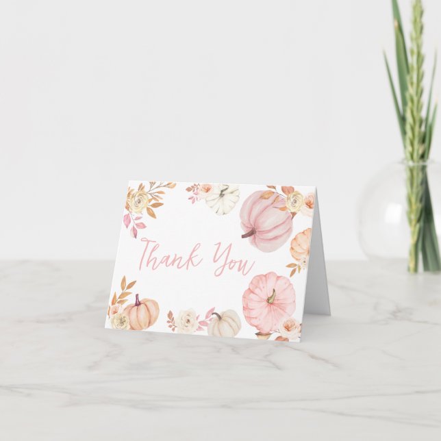Rosa Little Pumpkin Fall Baby Shower Tack Kort (Framsida)