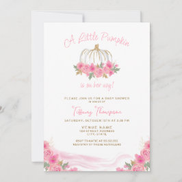 Rosa Little Pumpkin Fall Girl Baby Shower Inbjudningar