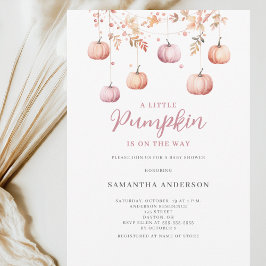 Rosa Little Pumpkin Girl Autumn Baby Shower Inbjudningar
