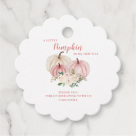 Rosa Little Pumpkin Girl Baby Shower Favor Taggar Gåvor Etiketter