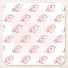 Rosa Little Pumpkin Mönster Autumn Shower Underlägg Papper Kvadrat