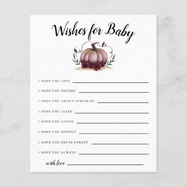 Rosa Little Pumpkin Önskemål för Baby Card (Framsida)