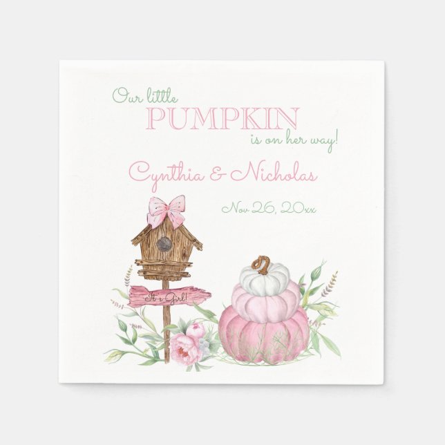 Rosa Little Pumpkin Patch Girl Shower Pappersservett (Framsidan)