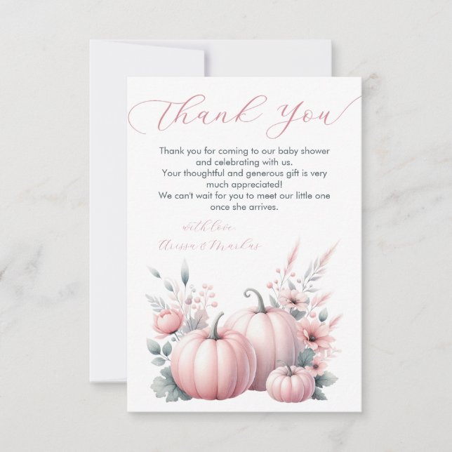 Rosa Little Pumpkin Tackkort Card Tack Kort (Framsida)