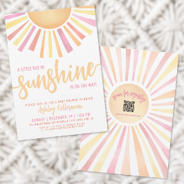 Rosa Little Ray of Sunshine Baby Shower Inbjudningar