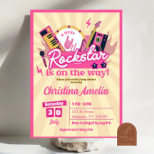 Rosa Little Rockstjärna Flicka Babyfirande