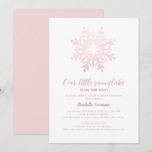 Rosa Little Snowflake Baby Shower Inbjudan