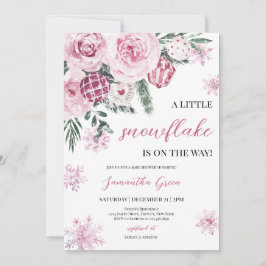 Rosa Little Snowflake Baby Shower Inbjudningar