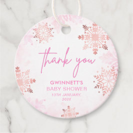 Rosa Little Snowflake Girl Baby Shower Gåvor Etiketter