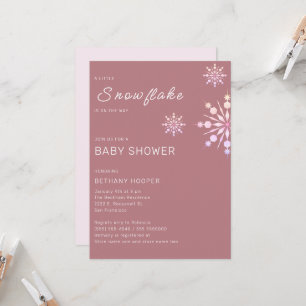 Rosa Little Snowflake Girl Baby Shower Inbjudningar