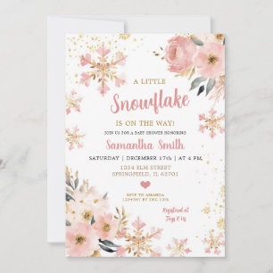 Rosa Little Snowflake på julskuset Inbjudningar