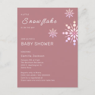 Rosa Little Snowflake Winter Baby Shower for Girls Vykort