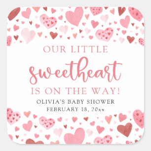 Rosa Little Swehoney Valentines Day Baby Shower Fyrkantigt Klistermärke