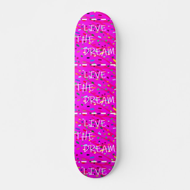 Rosa live-drömtextdesign mini skateboard bräda 18,5 cm (Framsida)
