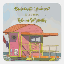 Rosa Livräddar Vibbar Systerparty Helg Fyrkantigt Klistermärke