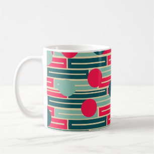 Rosa, ljusblå, rektanglar och cirklar kaffemugg