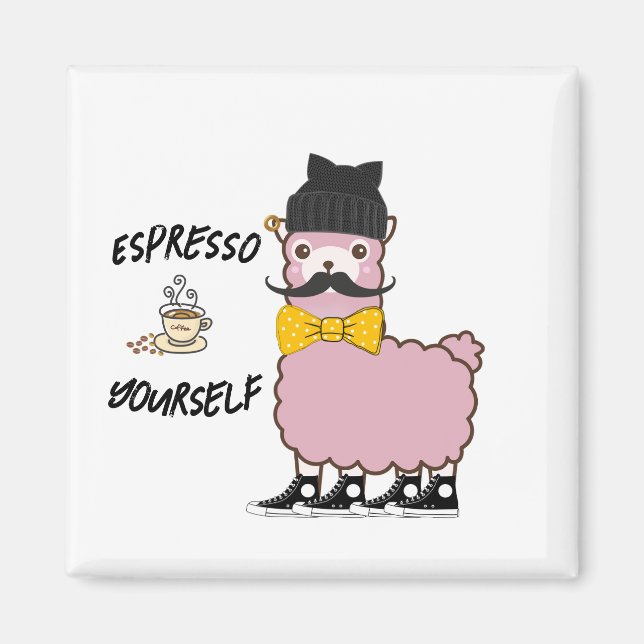 Rosa Llama Espresso Yourself Magnet (Framsidan)