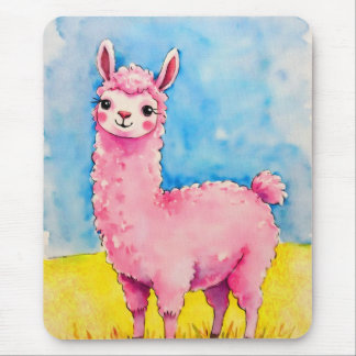 Rosa Llama mot Blå himmel Musmatta