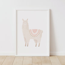 Rosa Llama Neutralt Girl Nursery Decor