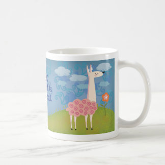 Rosa Llama på bergstoppmuggen Kaffemugg