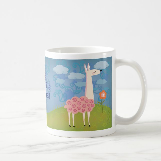 Rosa Llama på bergstoppmuggen Kaffemugg (Höger)