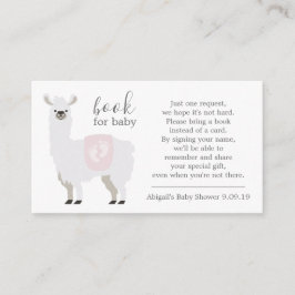 Rosa Llama Polka Dot Bok Request Baby Shower Tilläggskort