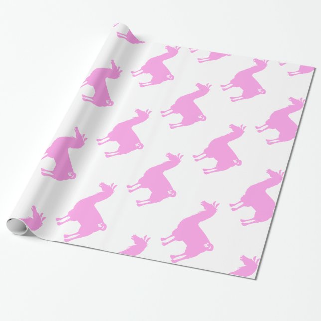 Rosa Llama som slår in papper Presentpapper (Utrullad)