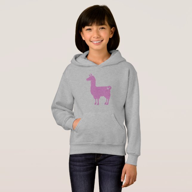 Rosa LlamaHoodie T-shirt (Hel framsida)