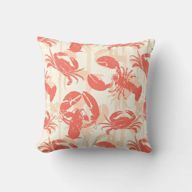 Rosa Lobster Crab Kudde (Framsida)