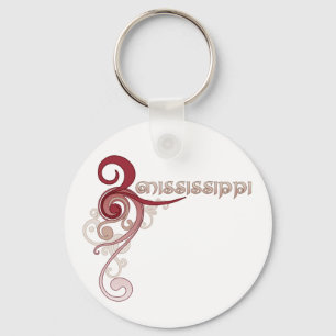 Rosa lockigt virvlar runt Mississippi Keychain Nyckelring