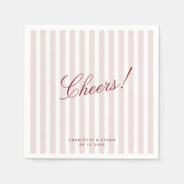 Rosa Lodrät Rand Modern Bröllop Napkins Pappersservett