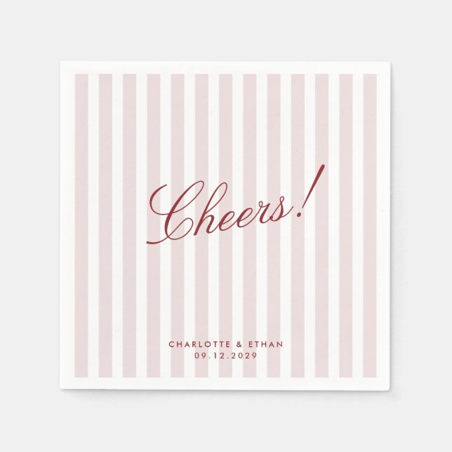  Rosa Lodrät Rand Modern Bröllop Napkins Pappersservett (Framsidan)