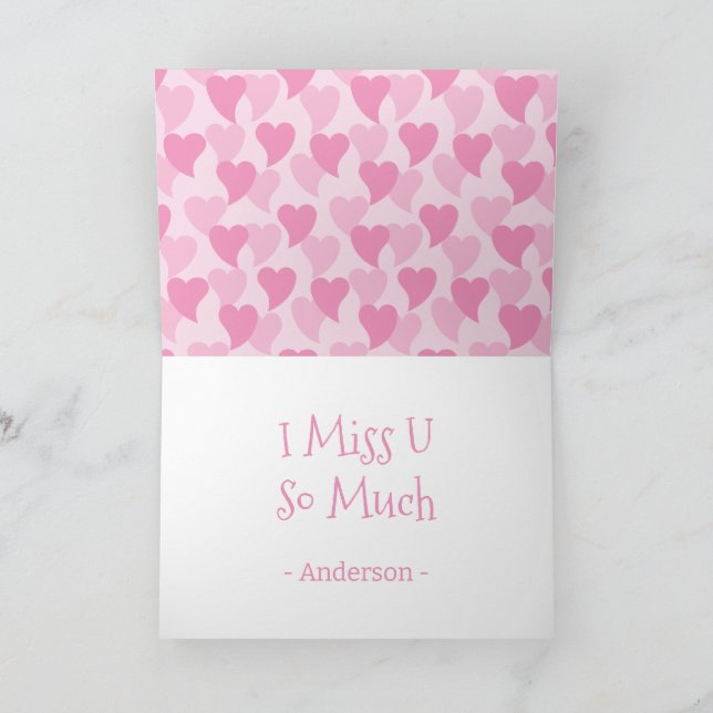 Rosa Loely Hearts Seamless Mönster Kort (Inuti)