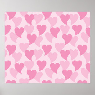Rosa Loely Hearts Seamless Mönster Poster