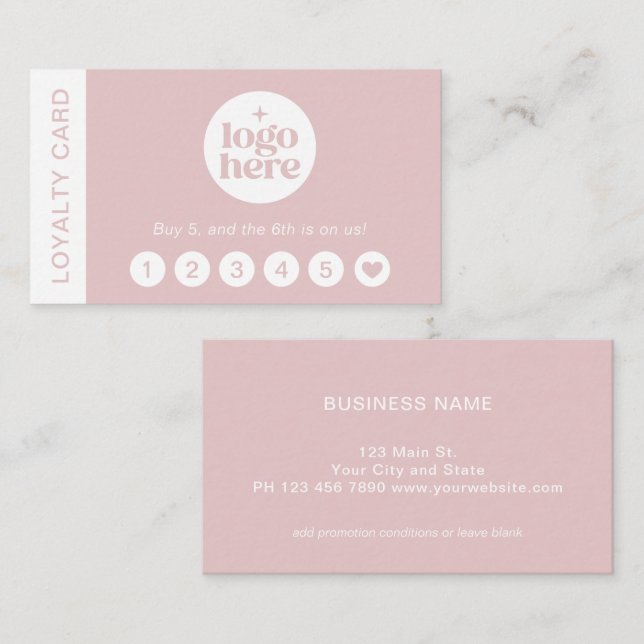 Rosa Logo Modern Professionell Lojalitetskort Visitkort (Fram/baksida)