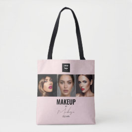 Rosa logotyp för foto makeup studio fönster tygkasse