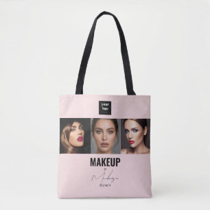 Rosa logotyp för foto makeup studio fönster  tygkasse