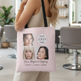 Rosa logotyp för foto-sminkstudio med skript tygkasse