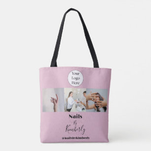 Rosa logotyp för nagelsalong med skript tygkasse
