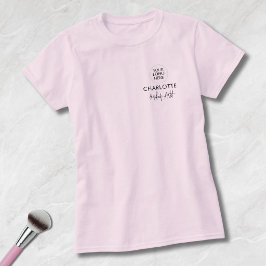 Rosa logotyp för sminkpersonal med skript t shirt